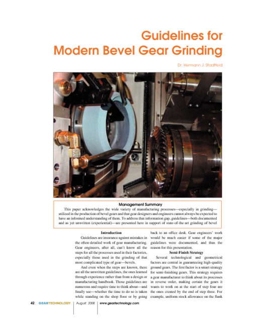 Guidelines for Modern Bevel Gear Grinding
